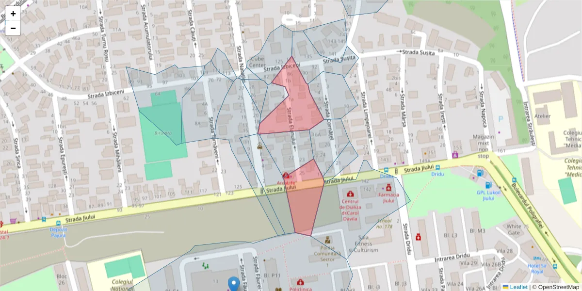 Hartă a codului poștal  și a codurilor poștale învecinate