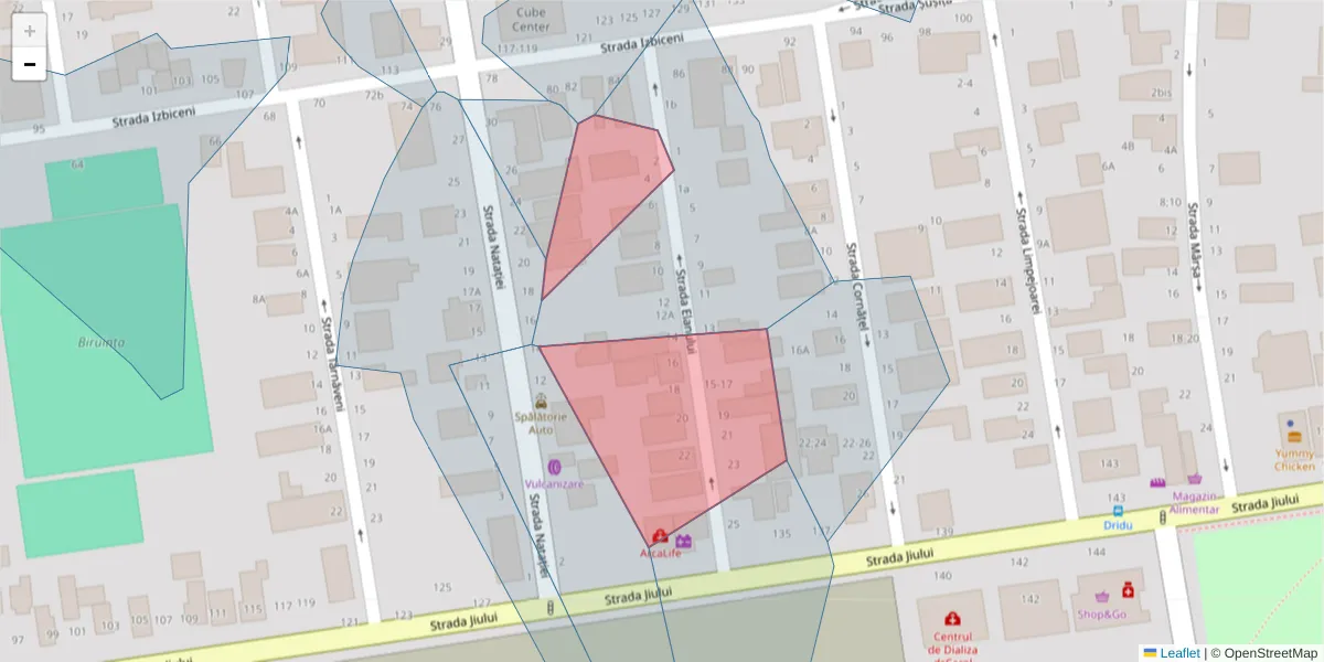 Hartă a codului poștal  și a codurilor poștale învecinate