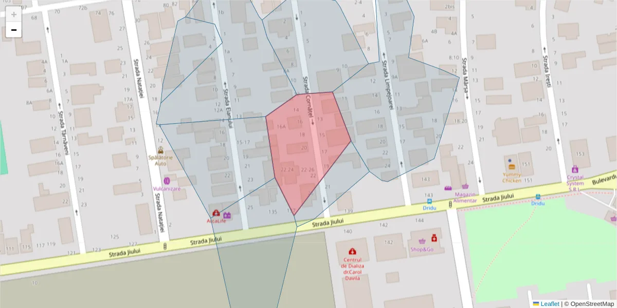 Hartă a codului poștal  și a codurilor poștale învecinate