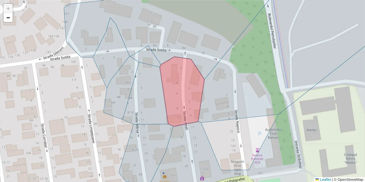 Hartă a codului poștal  și a codurilor poștale învecinate