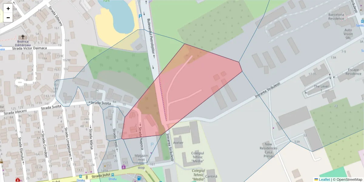 Hartă a codului poștal  și a codurilor poștale învecinate