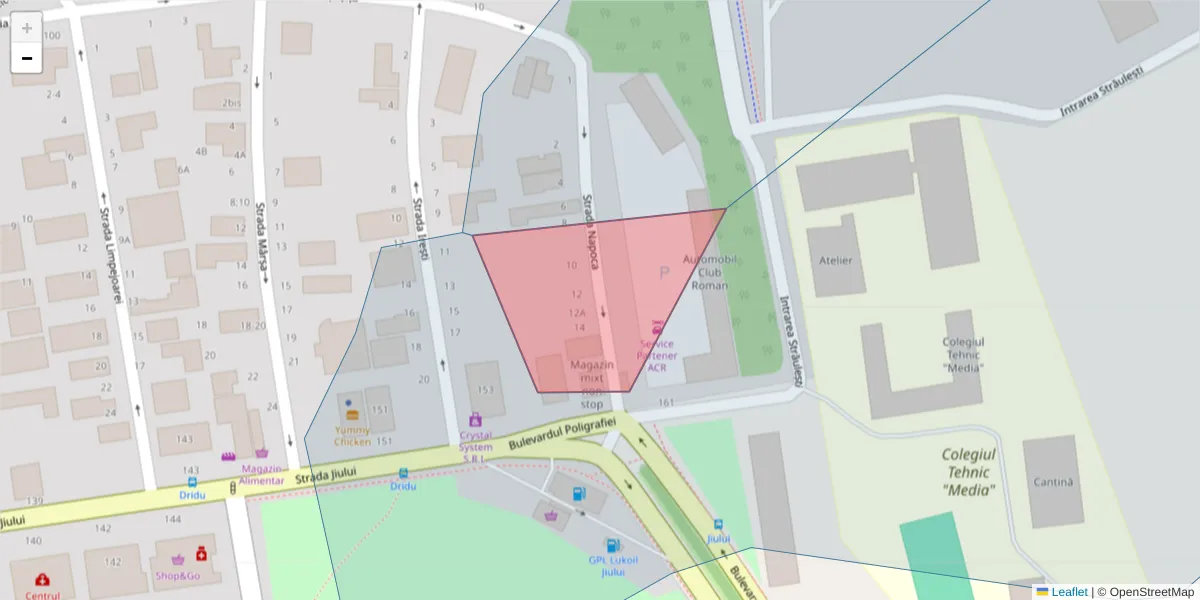 Hartă a codului poștal  și a codurilor poștale învecinate