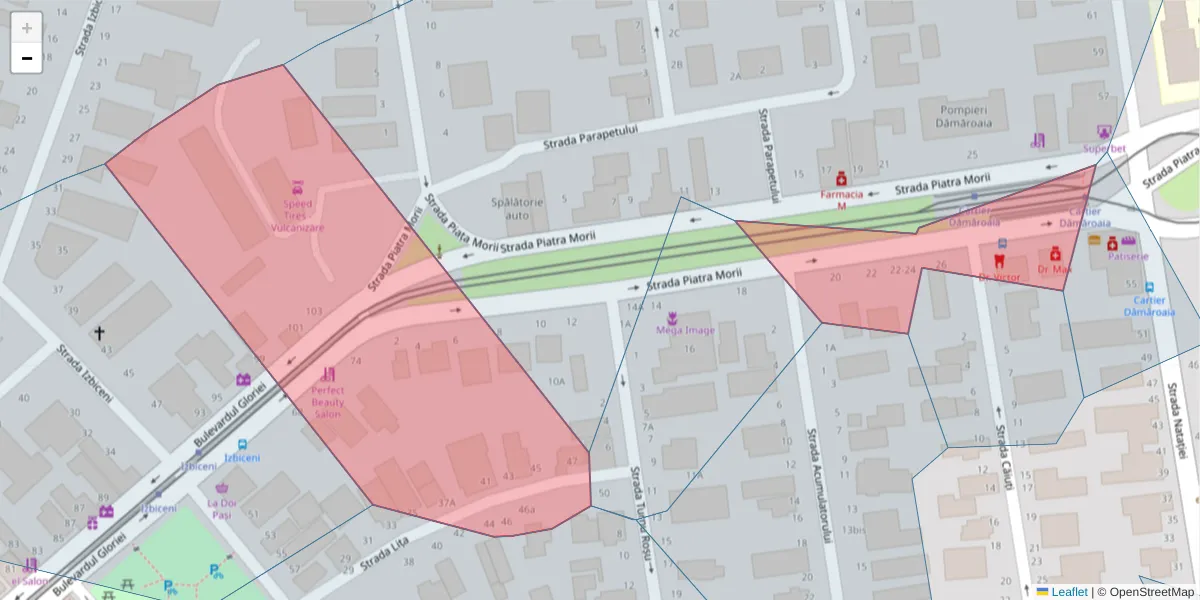Hartă a codului poștal  și a codurilor poștale învecinate