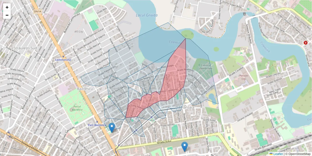 Hartă a codului poștal  și a codurilor poștale învecinate