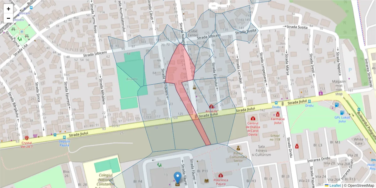 Hartă a codului poștal  și a codurilor poștale învecinate