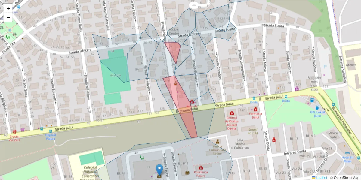 Hartă a codului poștal  și a codurilor poștale învecinate