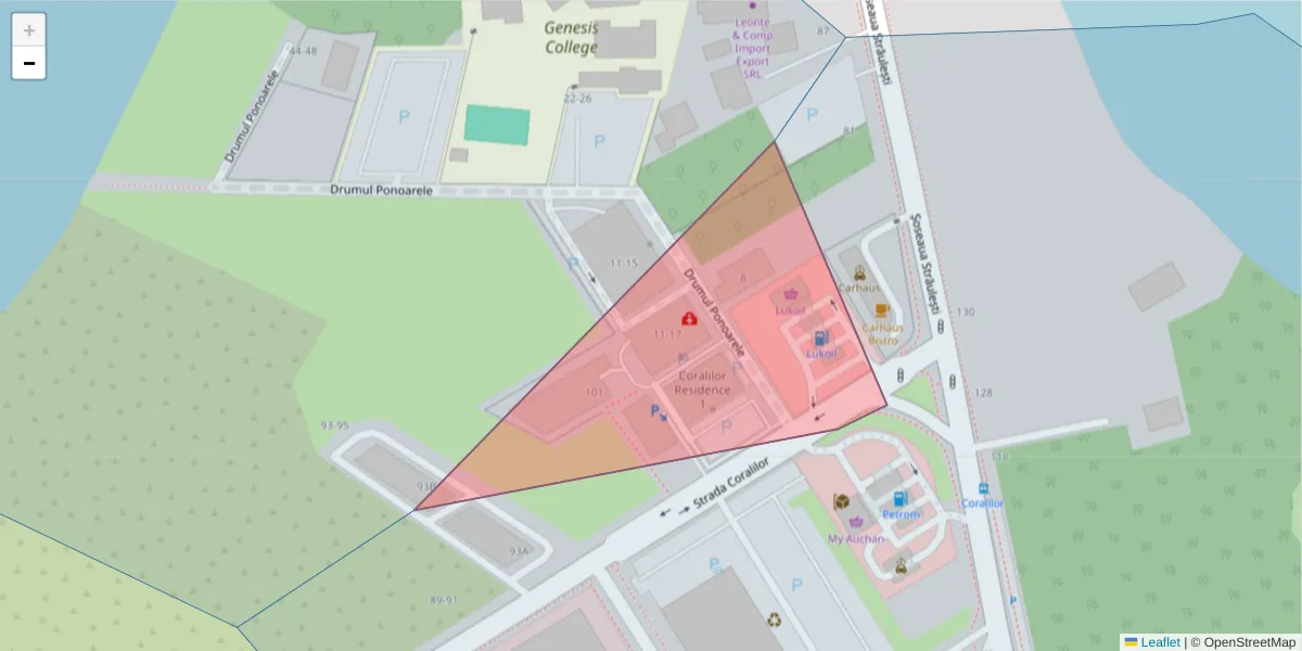 Hartă a codului poștal  și a codurilor poștale învecinate