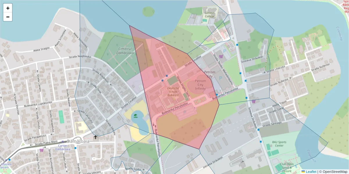 Hartă a codului poștal  și a codurilor poștale învecinate