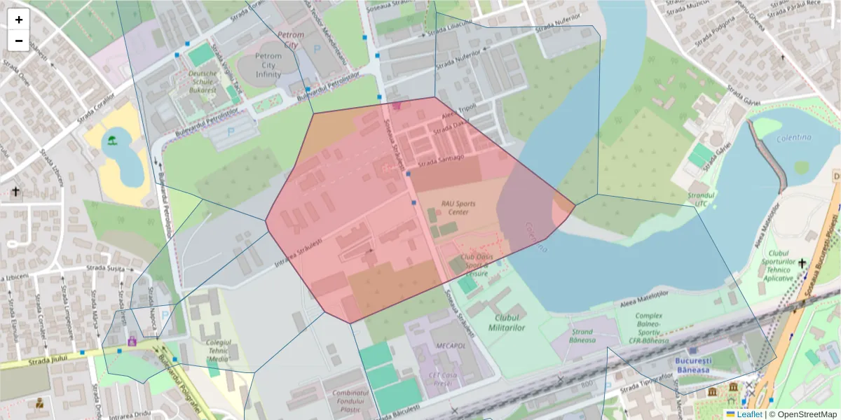 Hartă a codului poștal  și a codurilor poștale învecinate