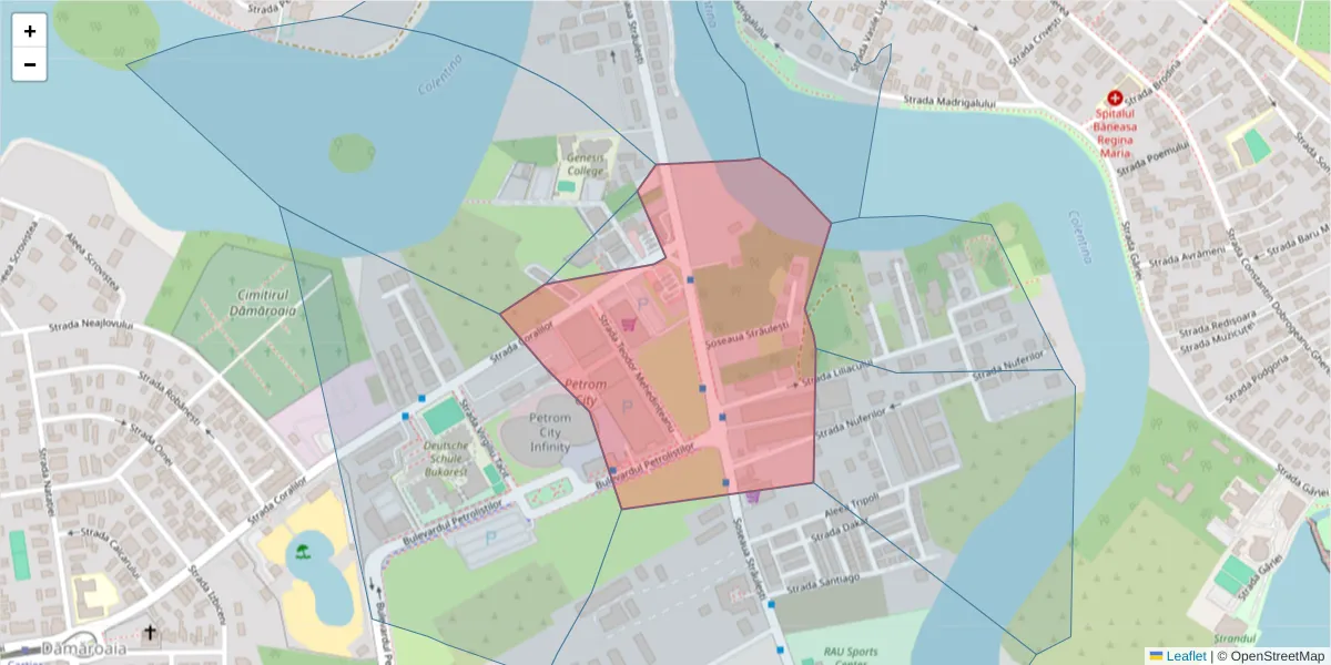 Hartă a codului poștal  și a codurilor poștale învecinate