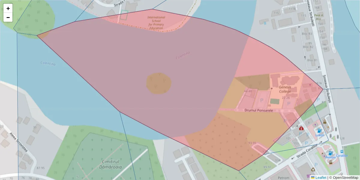 Hartă a codului poștal  și a codurilor poștale învecinate