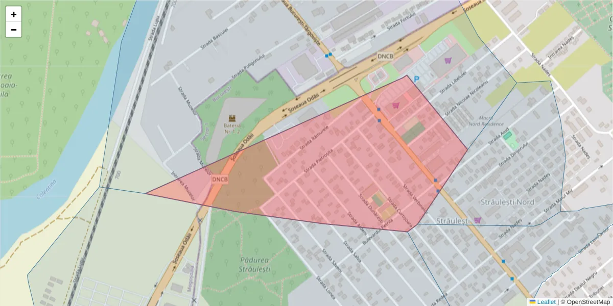 Hartă a codului poștal  și a codurilor poștale învecinate