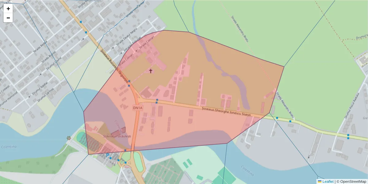 Hartă a codului poștal  și a codurilor poștale învecinate