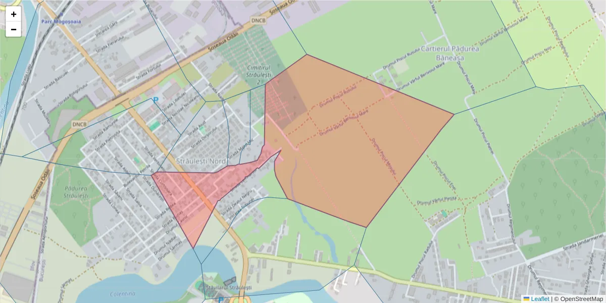 Hartă a codului poștal  și a codurilor poștale învecinate