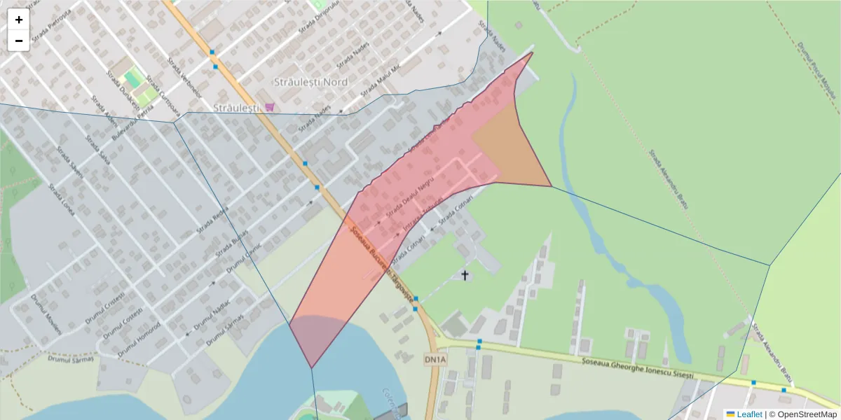 Hartă a codului poștal  și a codurilor poștale învecinate