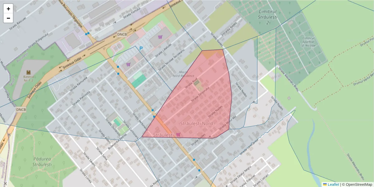 Hartă a codului poștal  și a codurilor poștale învecinate