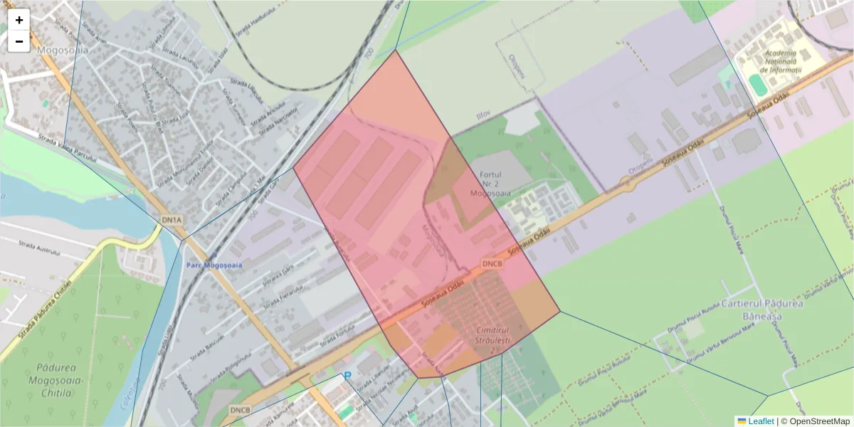 Hartă a codului poștal  și a codurilor poștale învecinate