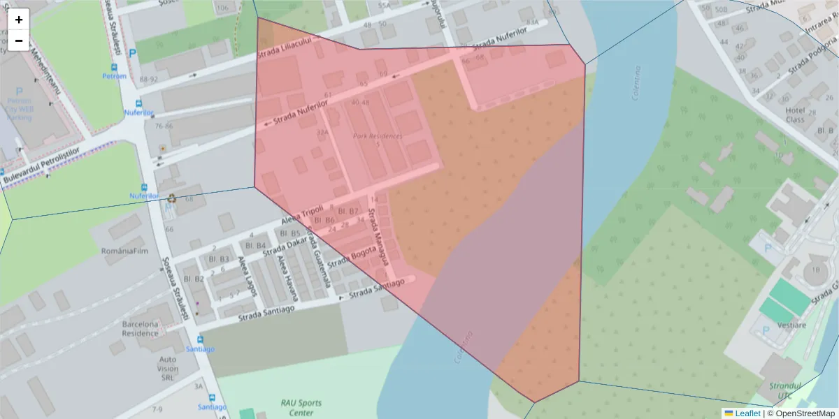 Hartă a codului poștal  și a codurilor poștale învecinate