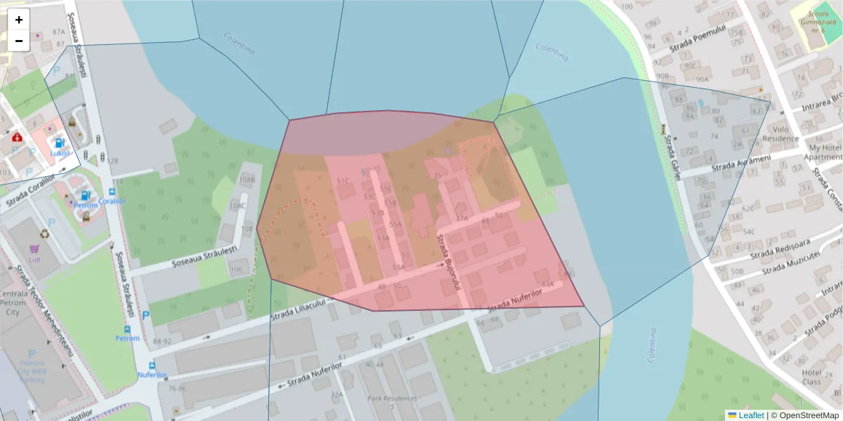 Hartă a codului poștal  și a codurilor poștale învecinate