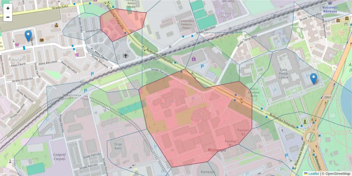 Hartă a codului poștal  și a codurilor poștale învecinate