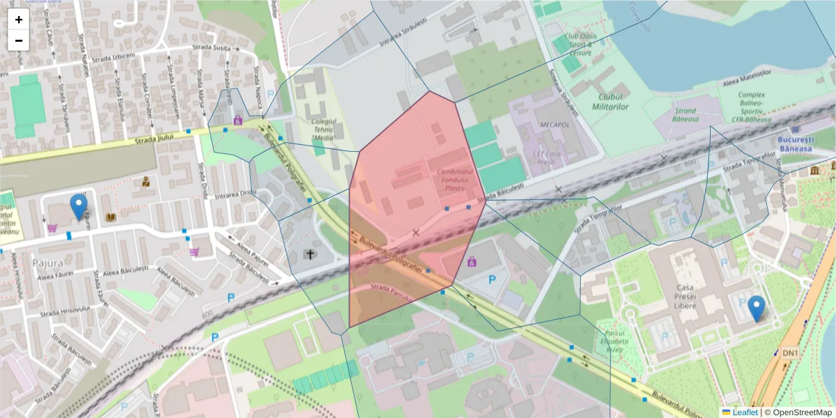 Hartă a codului poștal  și a codurilor poștale învecinate