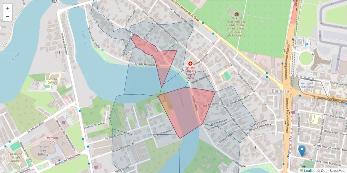 Hartă a codului poștal  și a codurilor poștale învecinate