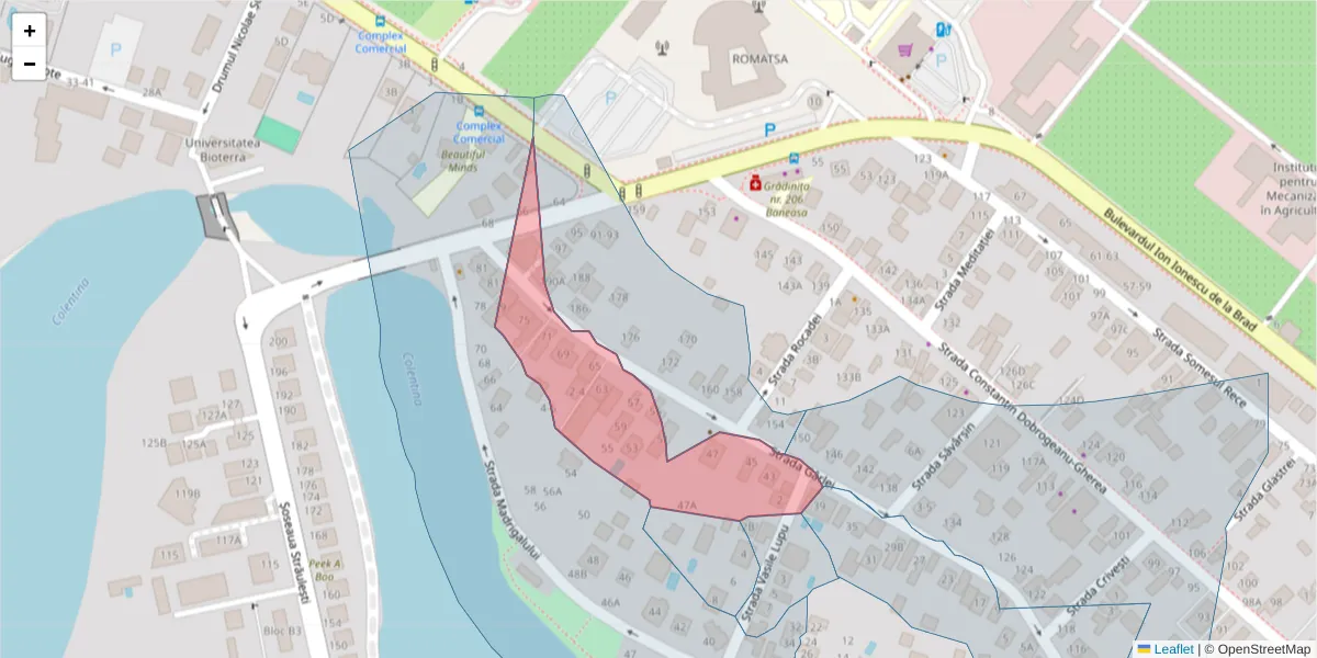 Hartă a codului poștal  și a codurilor poștale învecinate