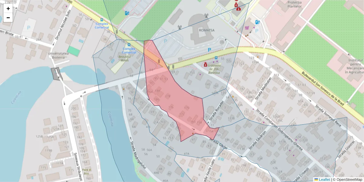 Hartă a codului poștal  și a codurilor poștale învecinate