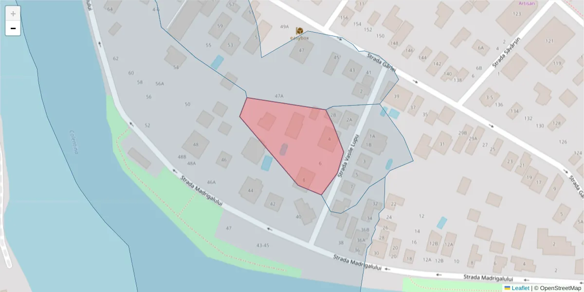 Hartă a codului poștal  și a codurilor poștale învecinate