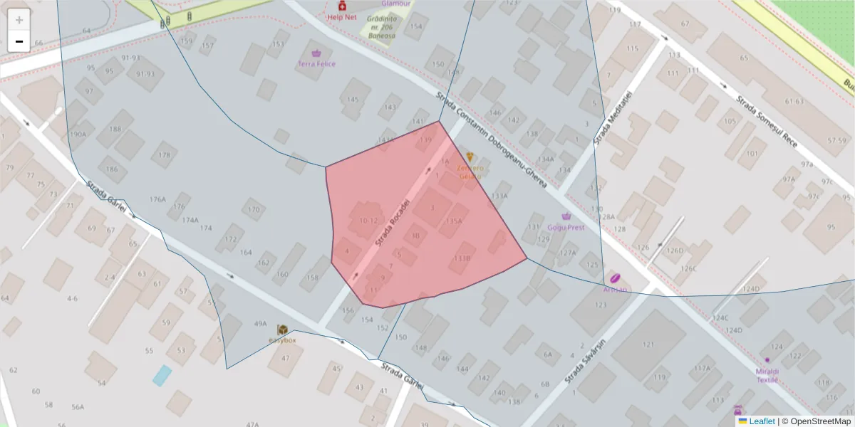 Hartă a codului poștal  și a codurilor poștale învecinate