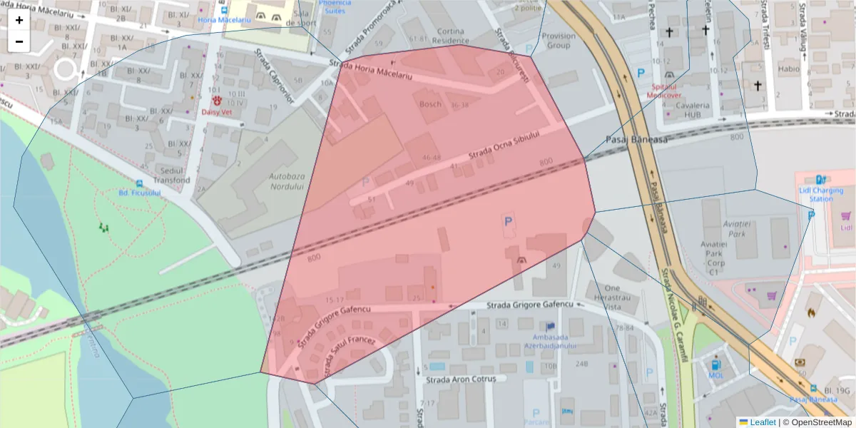 Hartă a codului poștal  și a codurilor poștale învecinate