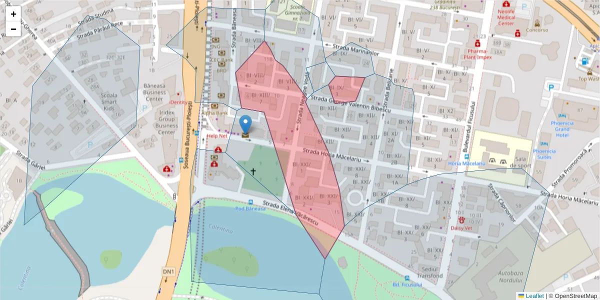 Hartă a codului poștal  și a codurilor poștale învecinate