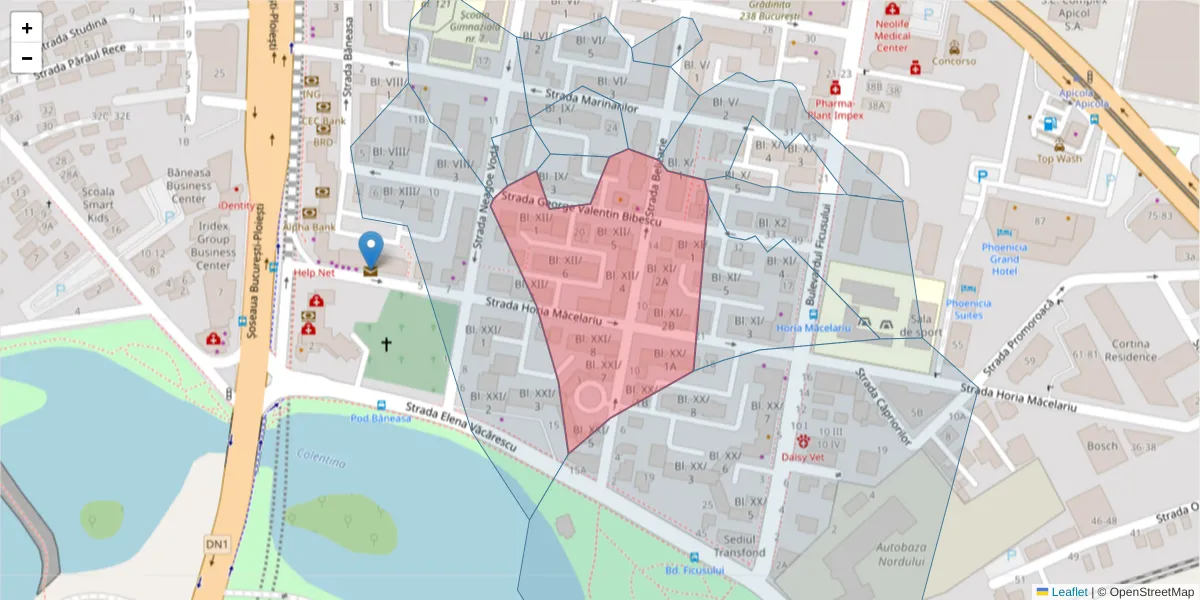 Hartă a codului poștal  și a codurilor poștale învecinate