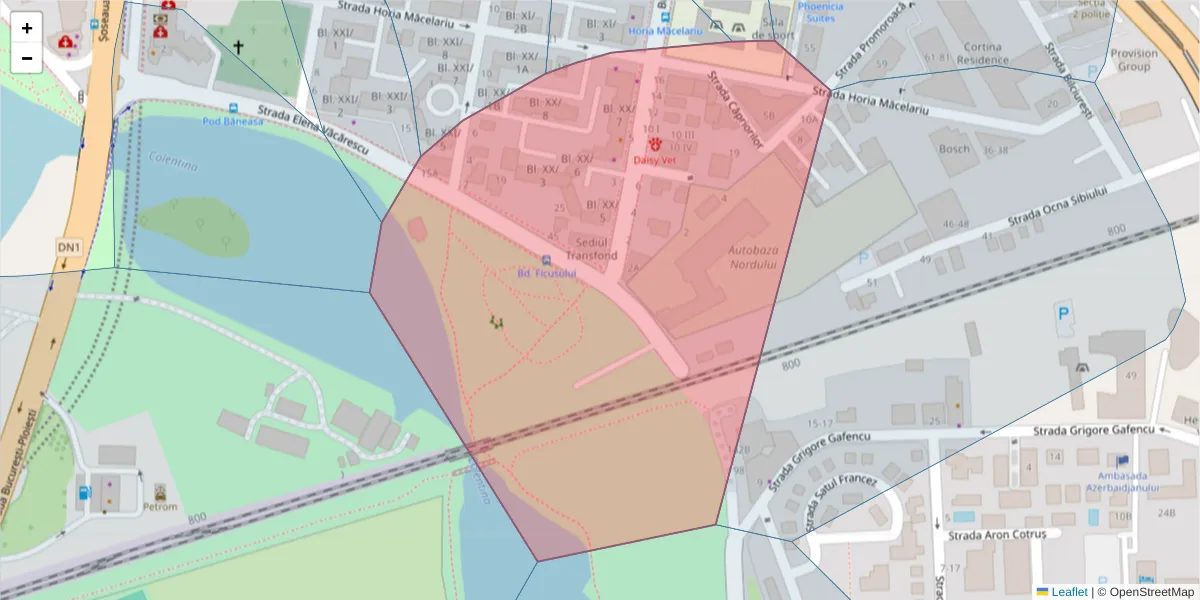 Hartă a codului poștal  și a codurilor poștale învecinate