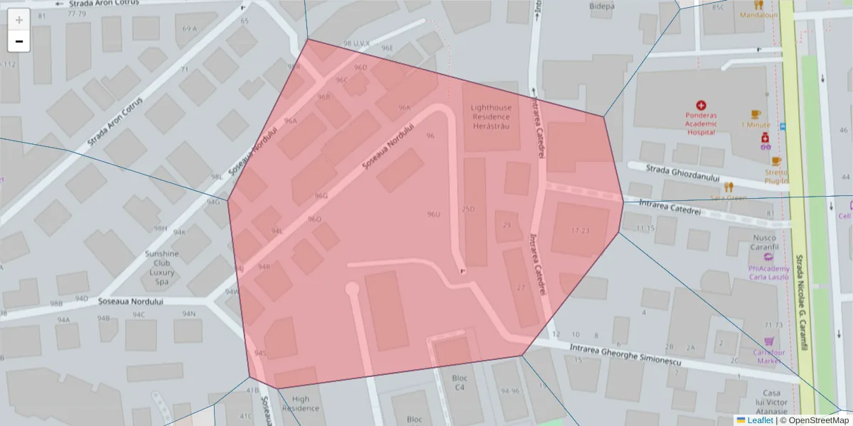 Hartă a codului poștal  și a codurilor poștale învecinate