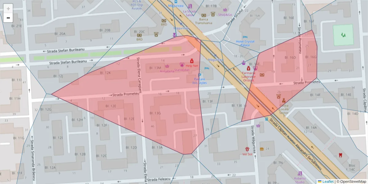 Hartă a codului poștal  și a codurilor poștale învecinate