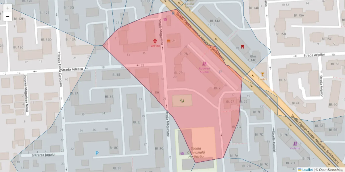 Hartă a codului poștal  și a codurilor poștale învecinate