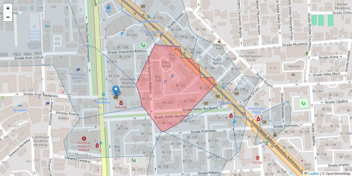 Hartă a codului poștal  și a codurilor poștale învecinate