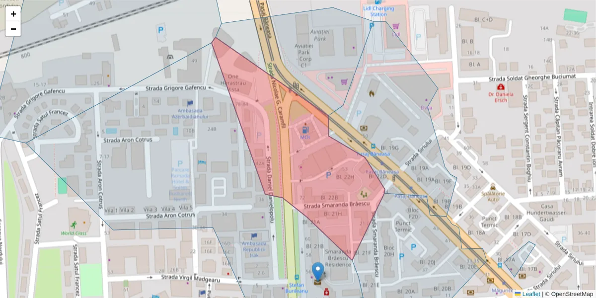 Hartă a codului poștal  și a codurilor poștale învecinate