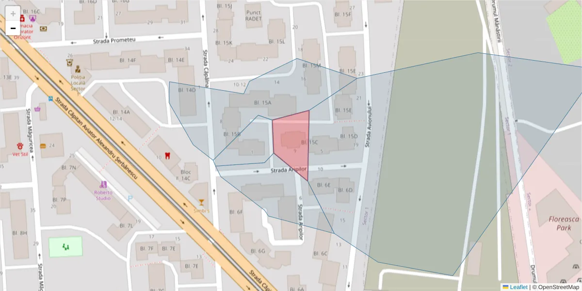 Hartă a codului poștal  și a codurilor poștale învecinate