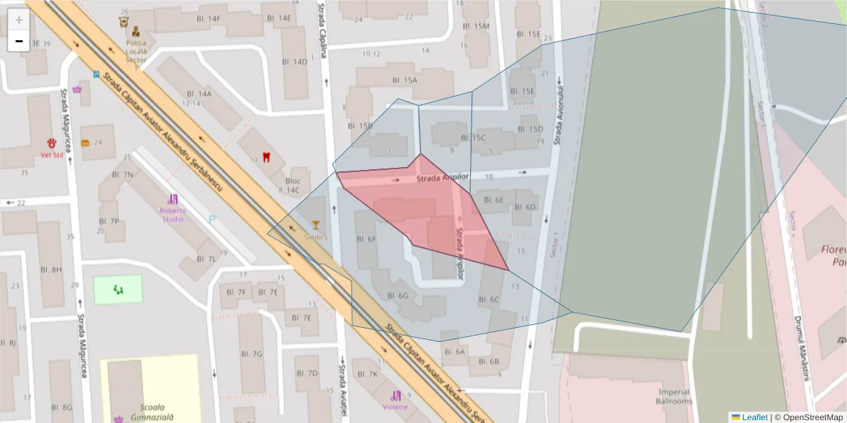 Hartă a codului poștal  și a codurilor poștale învecinate