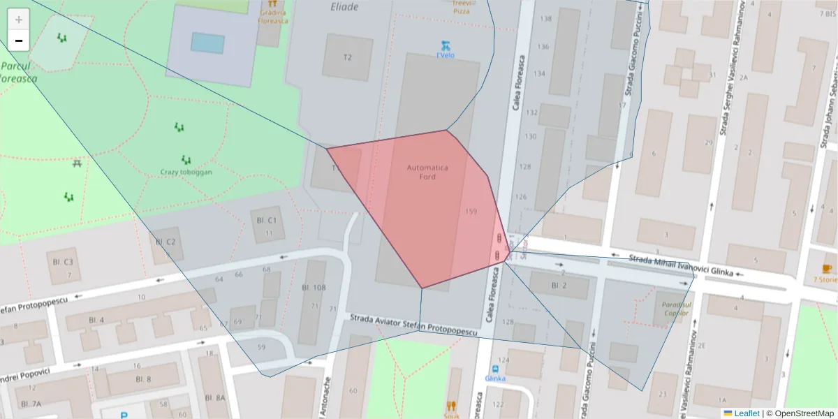 Hartă a codului poștal  și a codurilor poștale învecinate