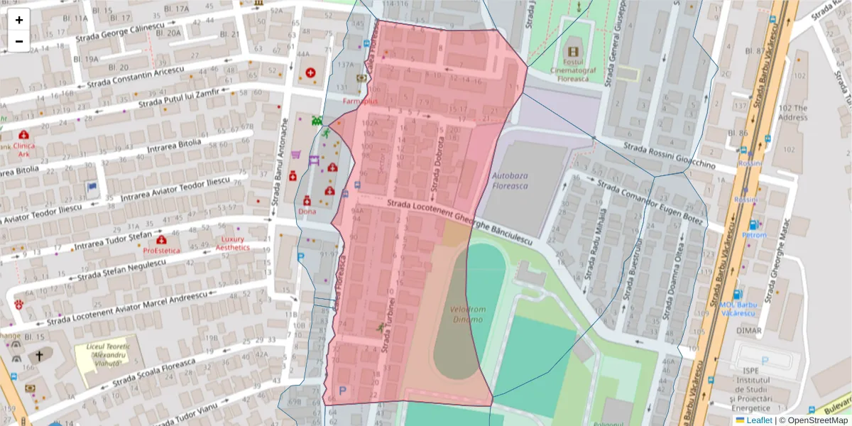 Hartă a codului poștal  și a codurilor poștale învecinate