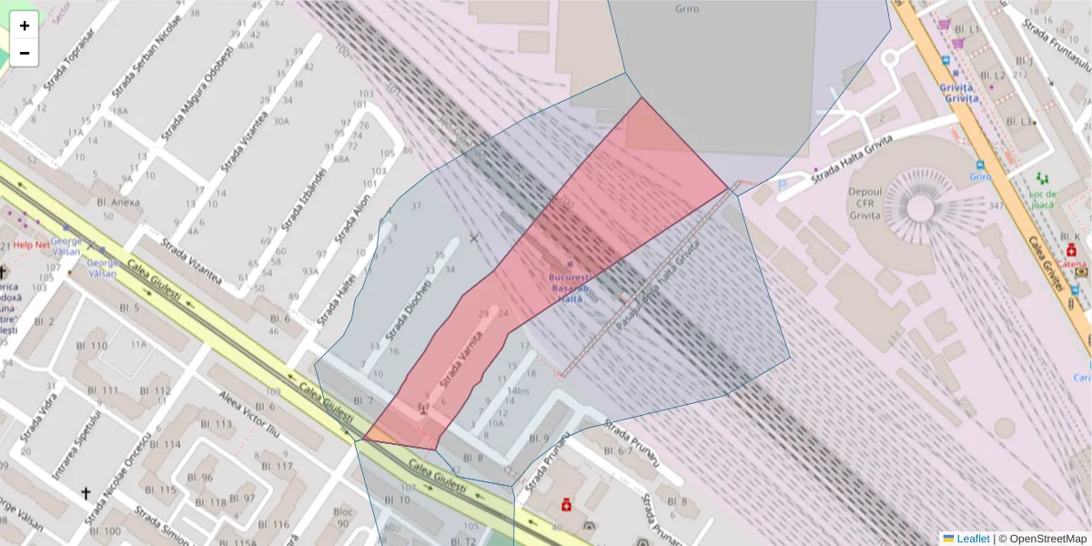 Hartă a codului poștal  și a codurilor poștale învecinate