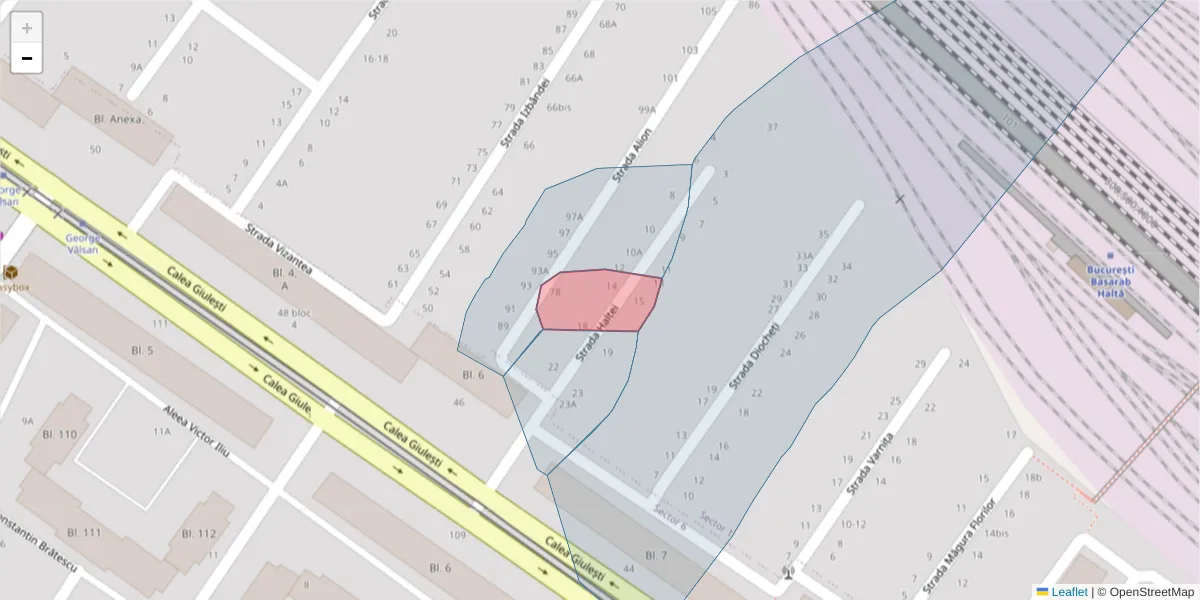 Hartă a codului poștal  și a codurilor poștale învecinate