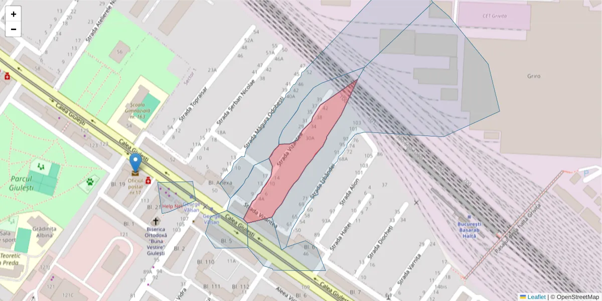Hartă a codului poștal  și a codurilor poștale învecinate