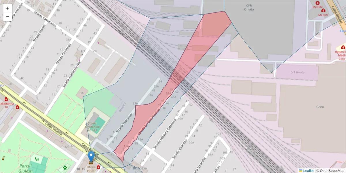 Hartă a codului poștal  și a codurilor poștale învecinate