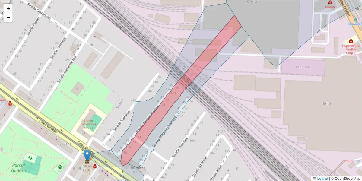 Hartă a codului poștal  și a codurilor poștale învecinate