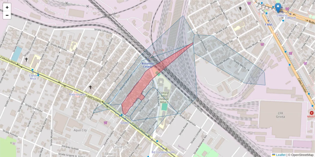 Hartă a codului poștal  și a codurilor poștale învecinate