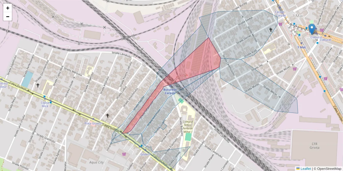 Hartă a codului poștal  și a codurilor poștale învecinate